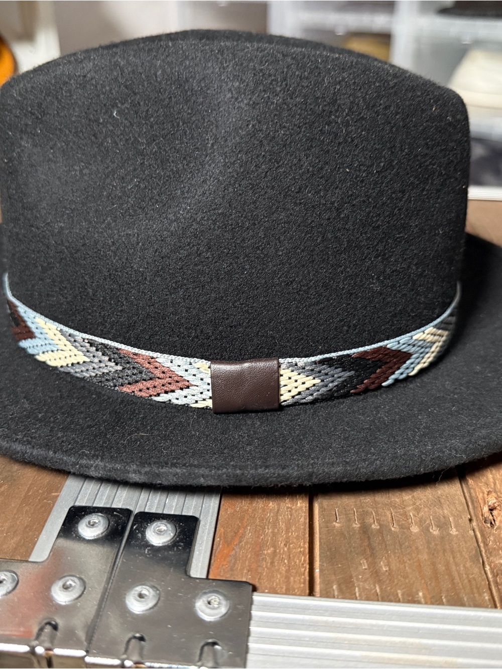 Black Fedora with Multicolor Braided Band